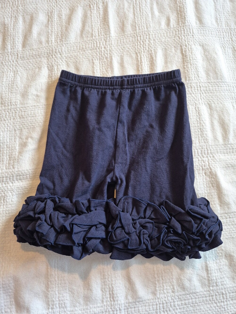 Girls size 3US navy Ruffle trim bike shorts Unbranded EUC